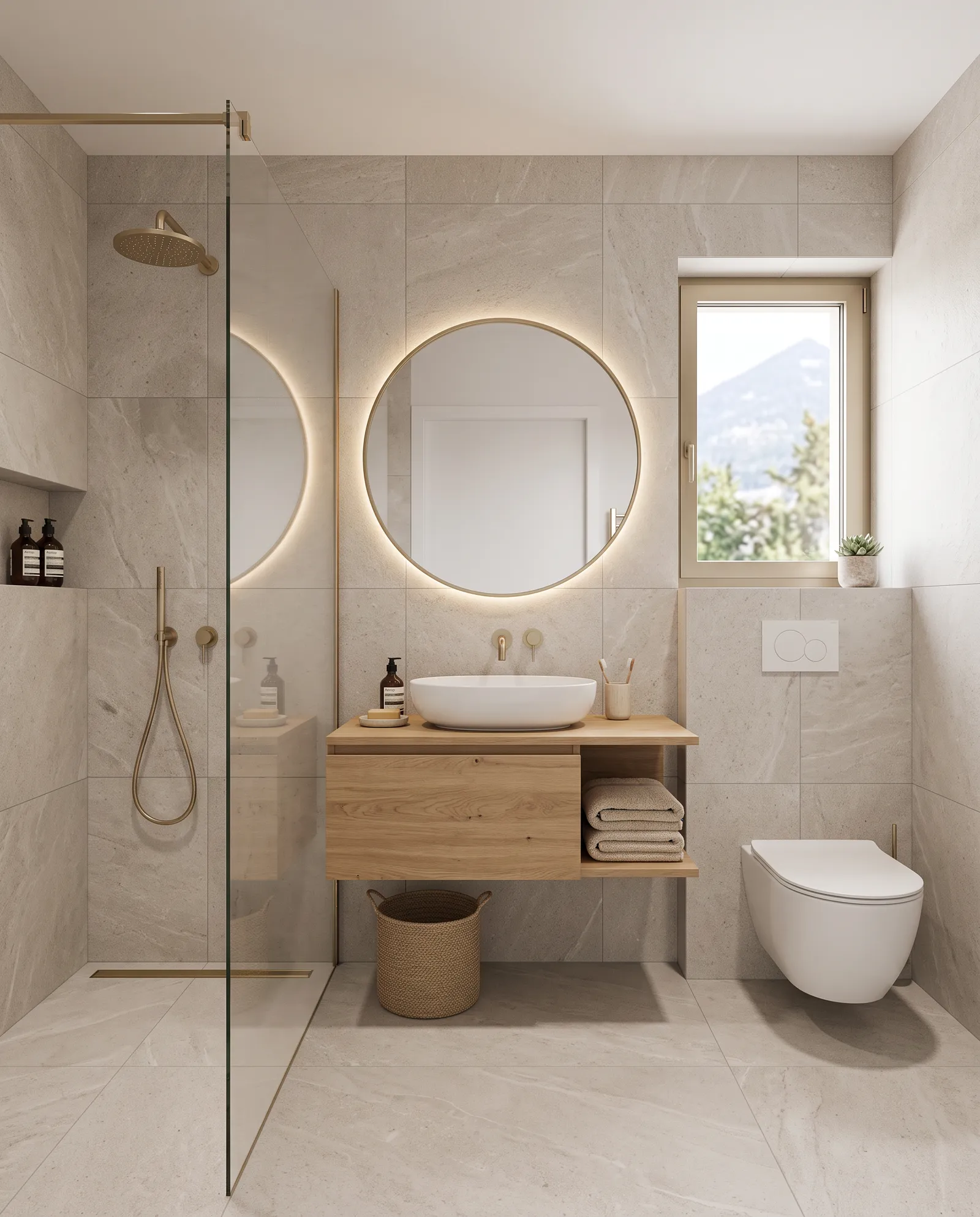 Badezimmer mit bodenebener Dusche